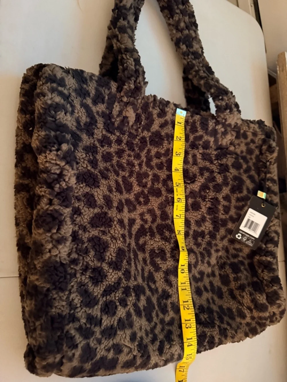 P.J. Salvage Animal Print Sherpa Tote Bag Large /Brown . New with Tags.